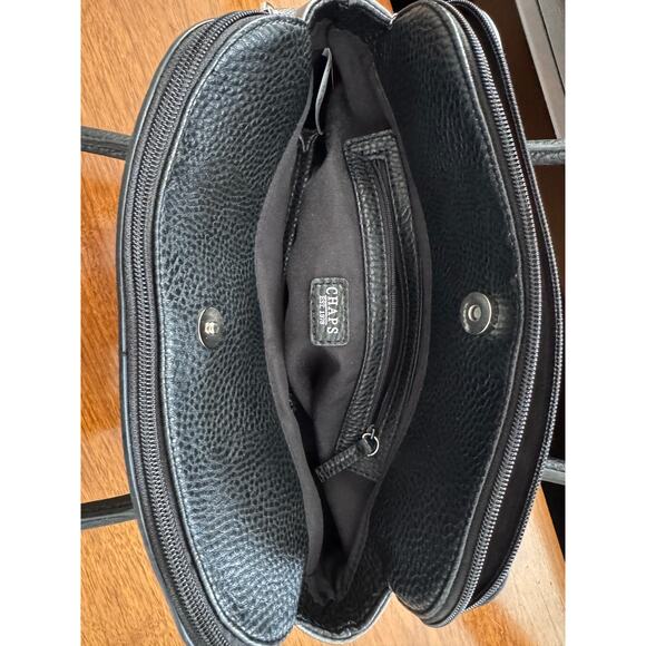 Ralph Lauren Chaps Pebbled 'Leather' Handbag Purse in Black & Silver - Picture 5 of 8